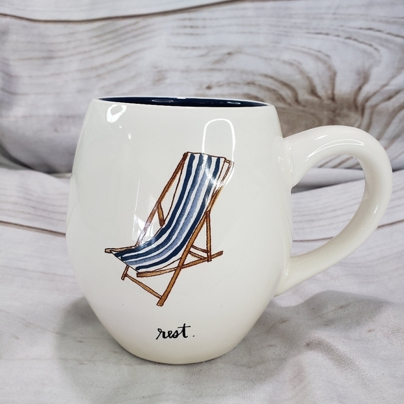 Rae Dunn Artisan Collection Rest Beach Chair Coffee Mug Diner Style Magenta #2 - Picture 6 of 6